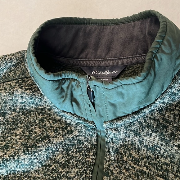 Eddie Bauer Mens Green Sweater Fleece 1/4 Zip Pockets Pullover Long Sleeve XL - Picture 13 of 16
